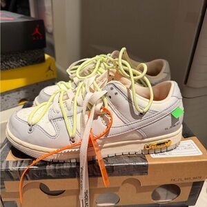 Off-White x Nike Dunk Low Sail and Gray Sneakers